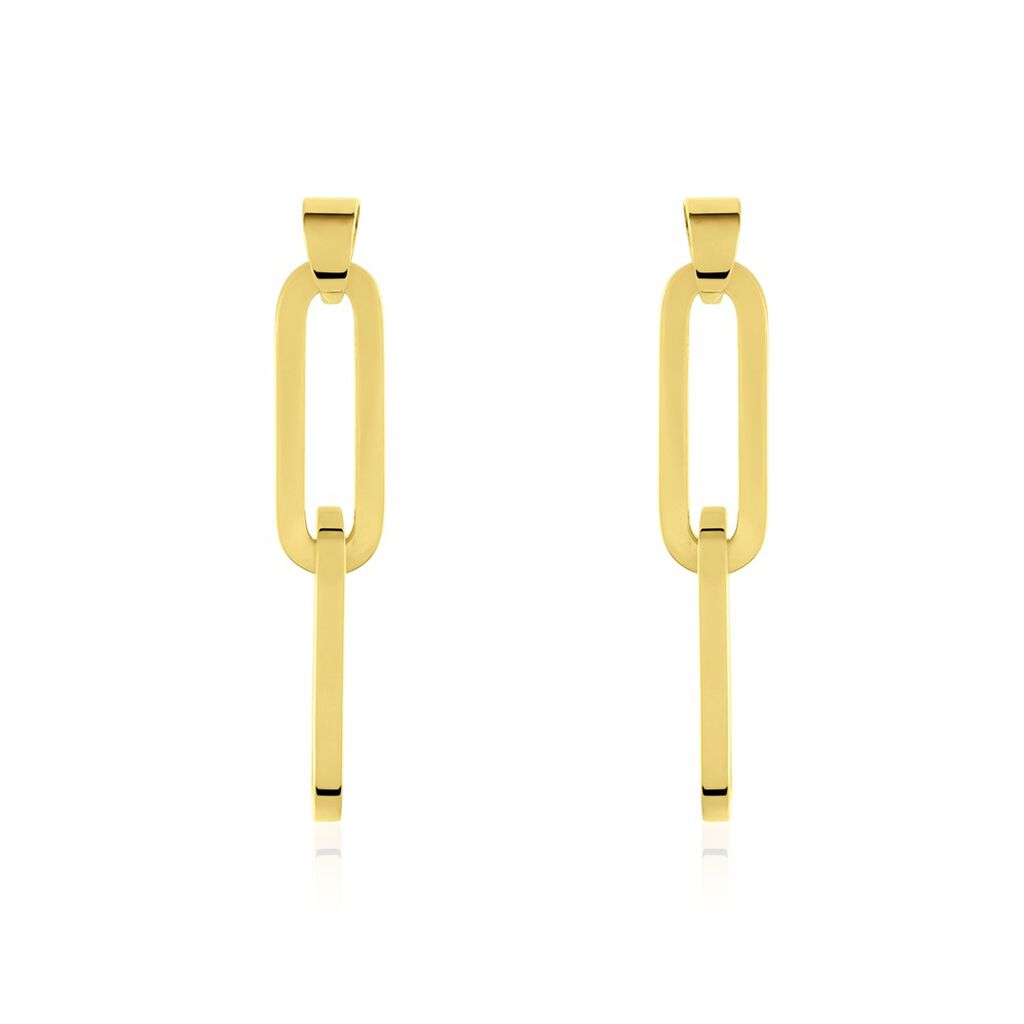 🦚 Damen Ohrstecker Lang Edelstahl Gold Gliederkette Liliana, Ohrringe Lang ohne Stein