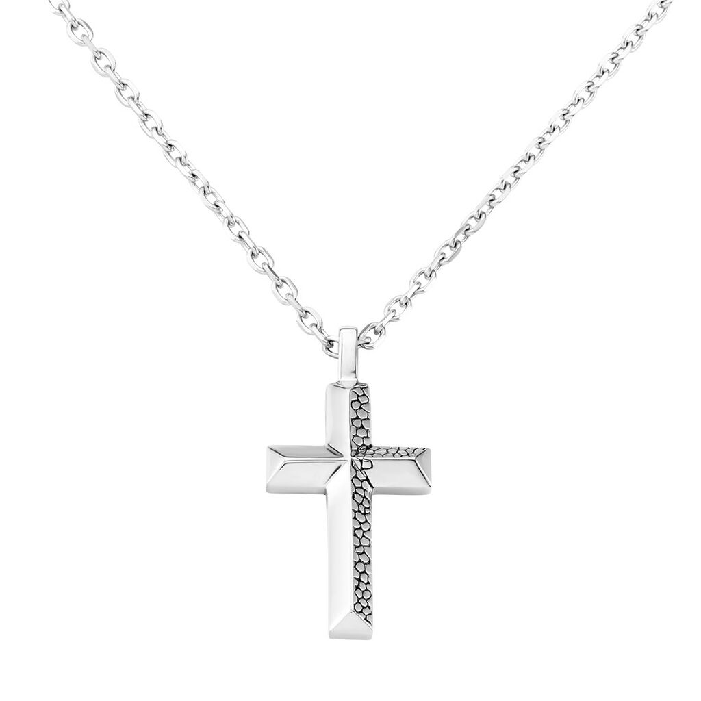 🦚 Herren Halskette Edelstahl Kreuz, Collier ohne Stein