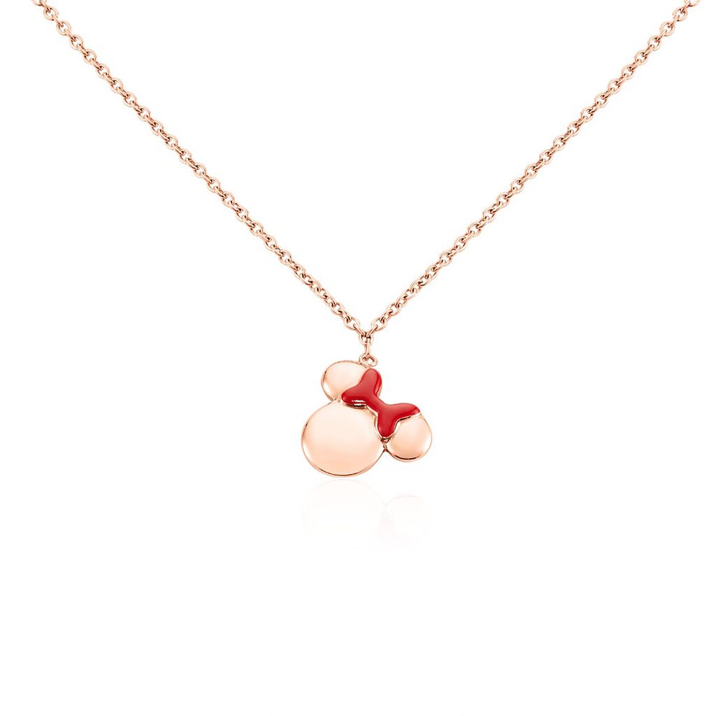 🦚 Damen Collier Edelstahl rosevergoldet Ohne Stein Fantasiecharakter Minnie Red, Collier ohne Stein