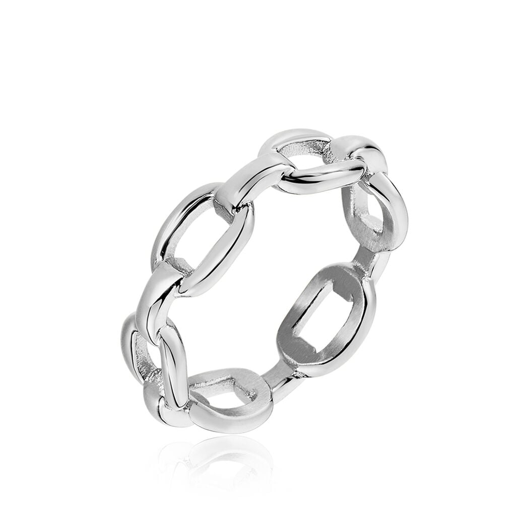 🦚 Damen Ring Edelstahl Ohne Stein Kettenglieder Lottie , Ring ohne Stein