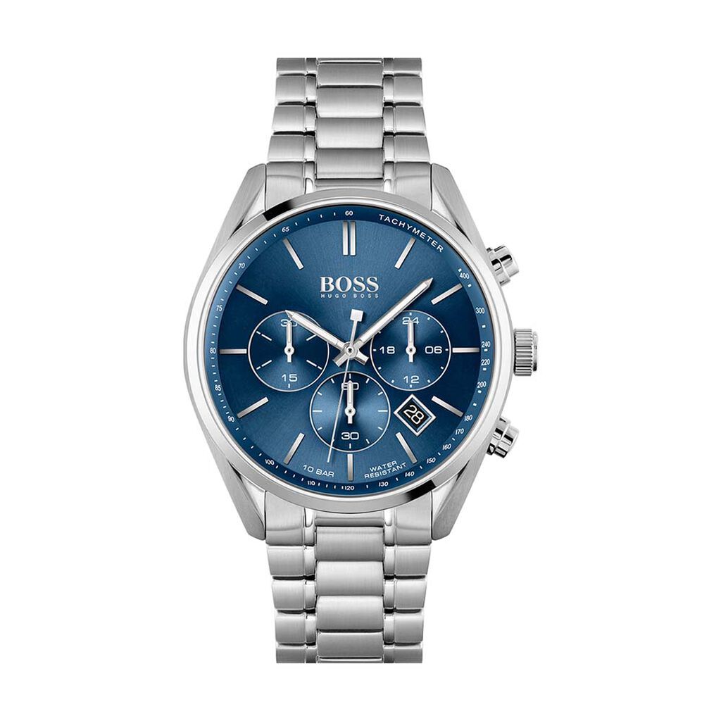 🦚 BOSS Herrenuhr Champion 1513818 Quarz-Chronograph, Uhr ohne Stein