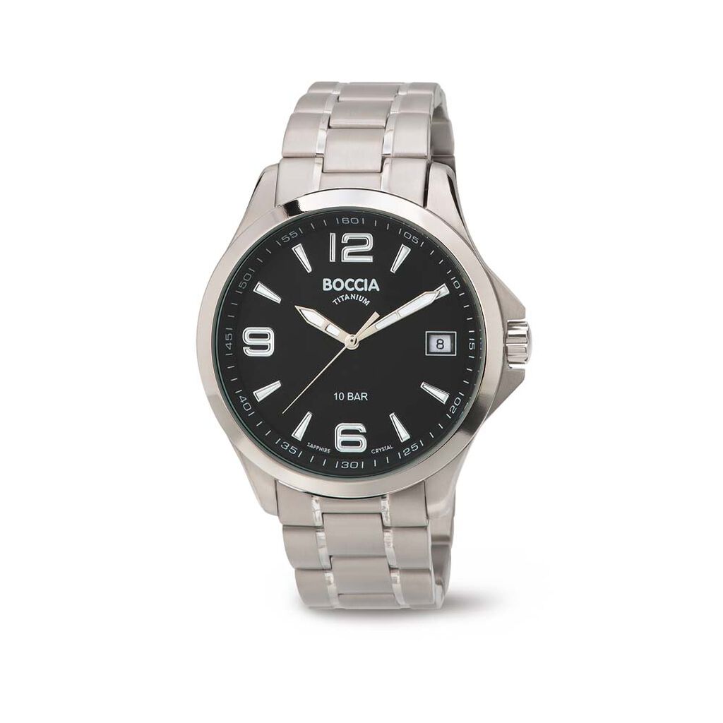 🦚 Boccia Herrenuhr Titanium 3591-02 Quarz, Uhr ohne Stein