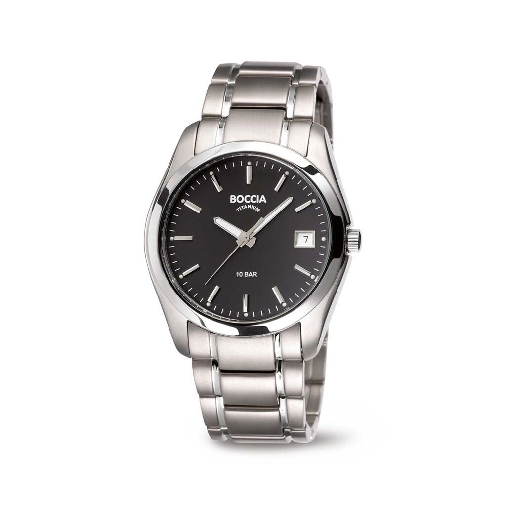 🦚 Boccia Herrenuhr Titanium 3608-04 Quarz, Uhr ohne Stein