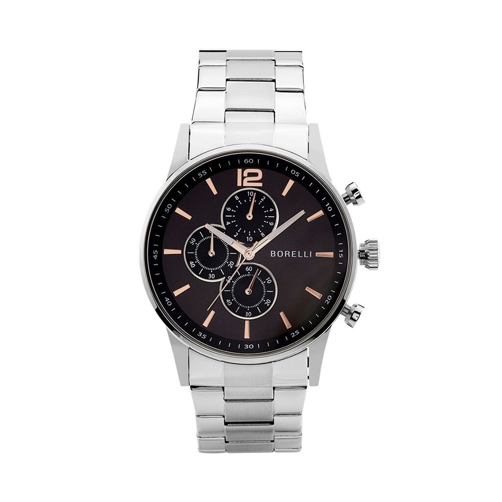 🦚 Borelli Herrenuhr Chicago Quarz Chronograph, Uhr ohne Stein