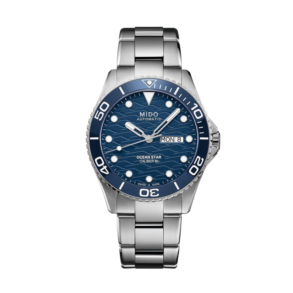 🦚 Mido Herrenuhr Ocean Star Captain V M0424301104100, Uhr mit Stein