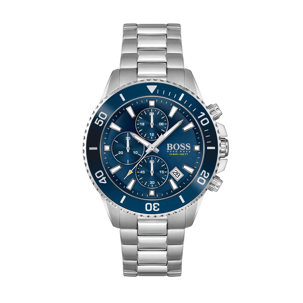 🦚 BOSS Herrenuhr Admiral 1513907 Quarz Chronograph, Uhr ohne Stein