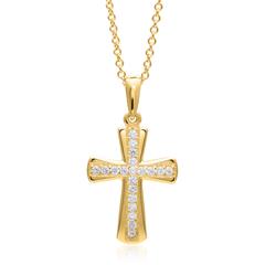 🦚 Kette mit Kreuzanhänger aus 8K Gold und Zirkonia