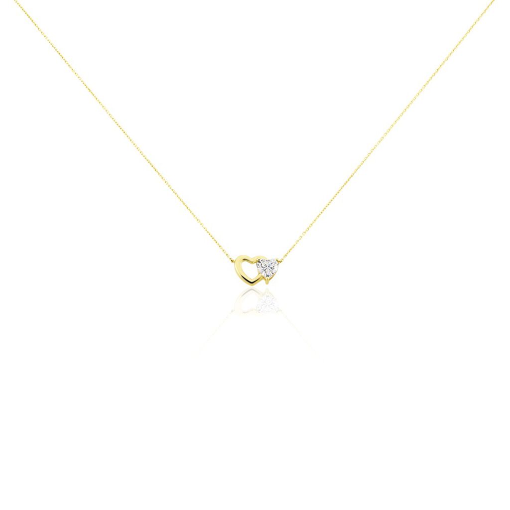 🦚 Halskette Gold 375 Zirkonia Herz Minzy, Collier mit Stein