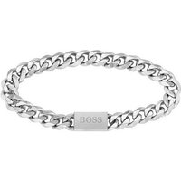 BOSS Armband Schmuck Edelstahl Armschmuck Panzerkette CHAIN LINK, mit Zirkonia (synth) silberfarben