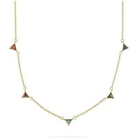 Esprit Silberkette ESPRIT Damen-Kette 925er Silber 5 Zirkonia gelb|goldfarben