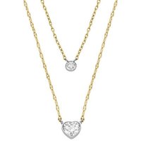 Fossil Kette mit Anhänger Herz, Kreis, SADIE, JF04357998, mit Zirkonia (synth) gelb|goldfarben