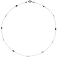 JOBO Kette ohne Anhänger, mit Perlen Peridot Turmalin 45 cm bunt