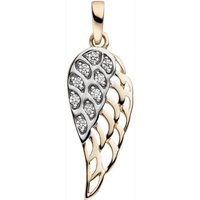 JOBO Kettenanhänger Anhänger Flügel, 333 Gold bicolor mit 9 Zirkonia gelb|goldfarben