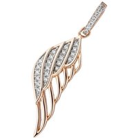 JOBO Flügelanhänger Anhänger Engelsflügel, 925 Silber roségold vergoldet mit Zirkonia goldfarben