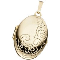 JOBO Medallionanhänger Anhänger Medaillon oval, 333 Gold gelb|goldfarben