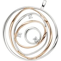 JOBO Kettenanhänger Anhänger mit Zirkonia, 925 Silber bicolor vergoldet silberfarben