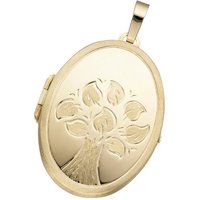JOBO Medallionanhänger Anhänger Medaillon oval, 585 Gold gelb|goldfarben
