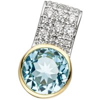 JOBO Kettenanhänger Anhänger mit Blautopas und Zirkonia, 925 Silber bicolor vergoldet silberfarben