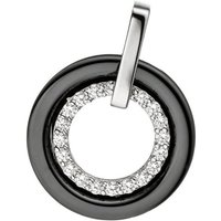 JOBO Runder Anhänger mit Zirkonia, 925 Silber mit Keramik kombiniert silberfarben
