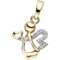 JOBO Kettenanhänger Anhänger Engel, 333 Gold mit 12 Zirkonia gelb|goldfarben