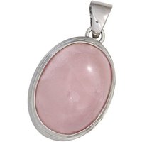 JOBO Kettenanhänger Anhänger oval, 925 Silber mit Rosenquarz silberfarben