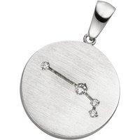 JOBO Sternzeichenanhänger Sternzeichen Widder, 925 Silber rhodiniert matt mit 4 Zirkonia silberfarben