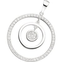 JOBO Runder Anhänger Mit Zirkonia, 925 Silber rhodiniert silberfarben