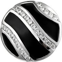 JOBO Kettenanhänger Anhänger mit schwarzer Emaille und 24 Zirkonia, 925 Silber rhodiniert schwarz|silberfarben
