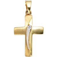 JOBO Kreuzanhänger Anhänger Kreuz, 333 Gold mit Zirkonia gelb|goldfarben