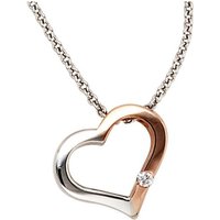 JOBO Kette mit Anhänger, 585 Gold bicolor mit 1 Diamant 42 cm gelb|goldfarben