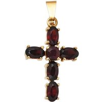 JOBO Kreuzanhänger Anhänger Kreuz, 375 Gold mit Granat gelb|goldfarben