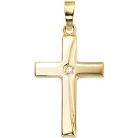 JOBO Kreuzanhänger Anhänger Kreuz, 333 Gold mit Zirkonia gelb|goldfarben