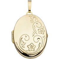 JOBO Medallionanhänger Anhänger Medaillon oval, 333 Gold gelb|goldfarben