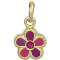 JOBO Blumenanhänger Anhänger Blume, 333 Gold mit einem Glasstein gelb|goldfarben