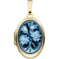 JOBO Medallionanhänger Anhänger Medaillon oval, 585 Gold gelb|goldfarben