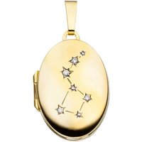 JOBO Medallionanhänger Anhänger Medaillon oval, 333 Gold mit Zirkonia gelb|goldfarben