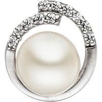 JOBO Perlenanhänger Anhänger mit Perle, 925 Silber mit Süßwasser-Zuchtperle und Zirkonia silberfarben