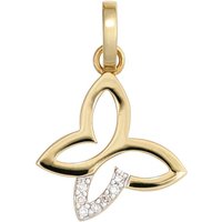 JOBO Schmetterlingsanhänger Anhänger Schmetterling, 585 Gold mit 7 Diamanten gelb|goldfarben