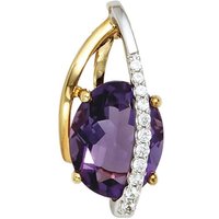 JOBO Kettenanhänger Anhänger mit Amethyst und 11 Diamanten, 585 Gelbgold Weißgold gelb|goldfarben
