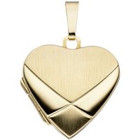 JOBO Medallionanhänger Anhänger Medaillon Herz, 585 Gold gelb|goldfarben