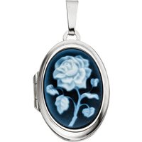 JOBO Medallionanhänger Anhänger Medaillon oval, 925 Silber mit Achat silberfarben