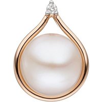 JOBO Perlenanhänger Anhänger mit Perle, 585 Roségold mit Diamant und Süßwasser-Zuchtperle goldfarben