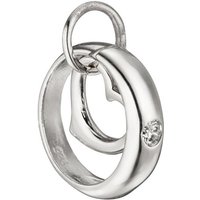 JOBO Herzanhänger Anhänger Taufring, 925 Silber mit Zirkonia silberfarben