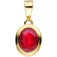 JOBO Kettenanhänger Anhänger oval, 585 Gold mit Rubin gelb|goldfarben
