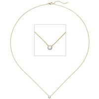 JOBO Kette mit Anhänger, 750 Gold bicolor mit 1 Diamant gelb|goldfarben