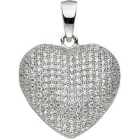 JOBO Herzanhänger Anhänger Herz, 925 Silber mit Zirkonia silberfarben