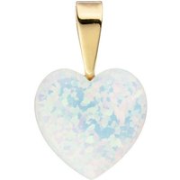 JOBO Herzanhänger Anhänger Herz, 333 Gold mit einem synthetischen Opal gelb|goldfarben
