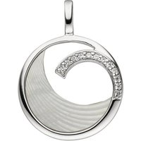 JOBO Kettenanhänger Anhänger mit Perlmutt Einlage und 12 Zirkonia, 925 Silber silberfarben