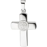JOBO Kreuzanhänger Anhänger Kreuz mit Lebensbaum, 925 Silber silberfarben