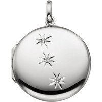JOBO Medallionanhänger Anhänger Medaillon rund, 925 Silber mit 3 Zirkonia silberfarben